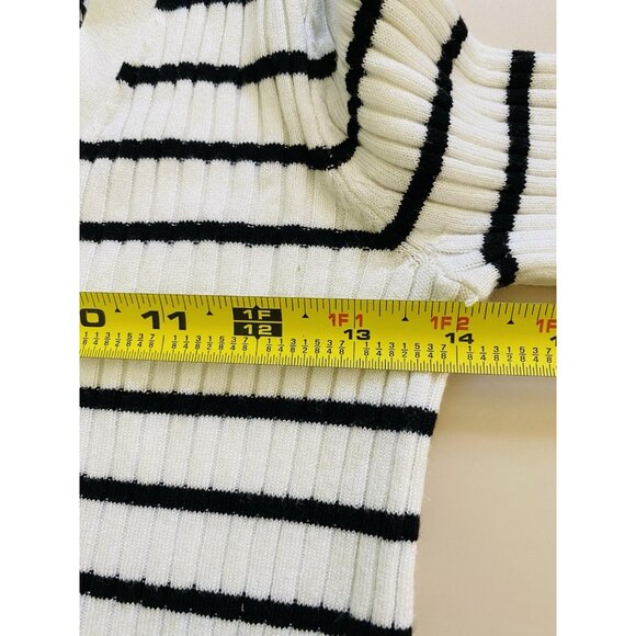 H&M Basics Womens Size Small Black and White Striped Ribbed Cardigan V-Neck Y2K - Picture 6 of 7